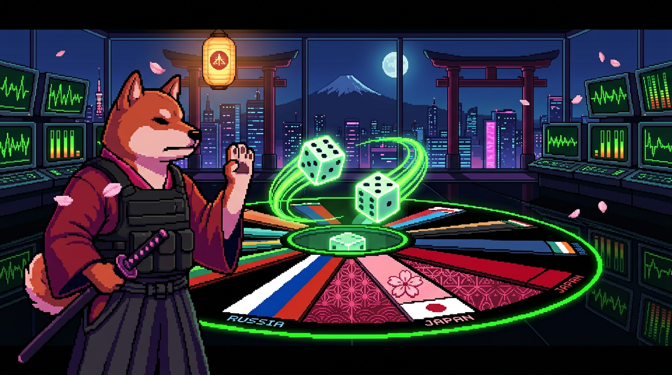 Shogun Hachiko IX watches the slot-hash dice spin