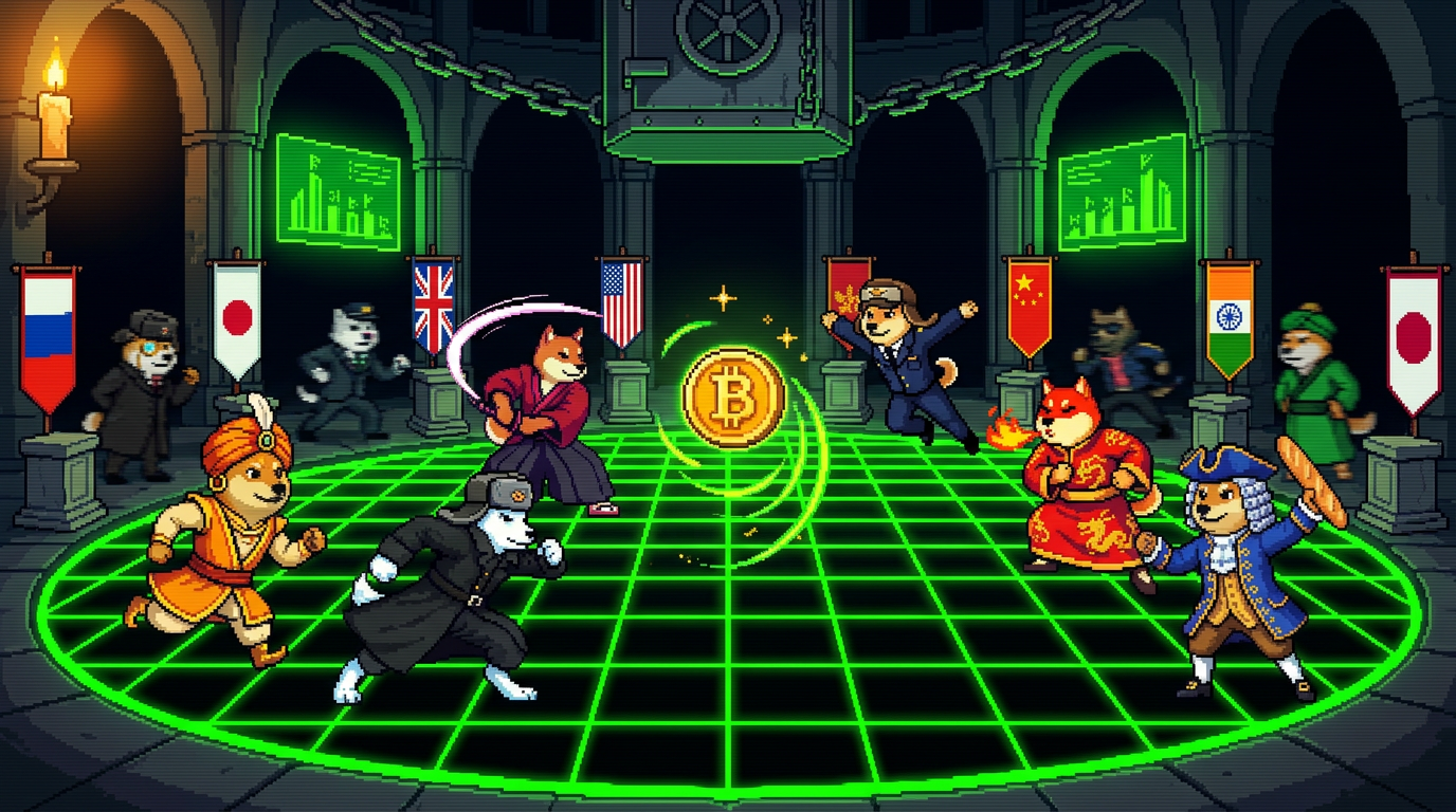 Mining War cycle — country scores climb until the next LP burn settles the cycle