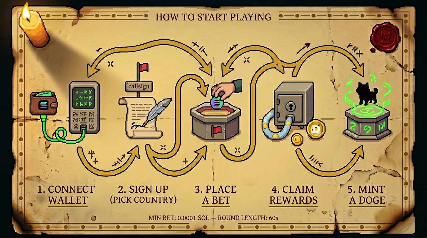 Player journey blueprint — connect wallet, sign up, bet, claim, mint